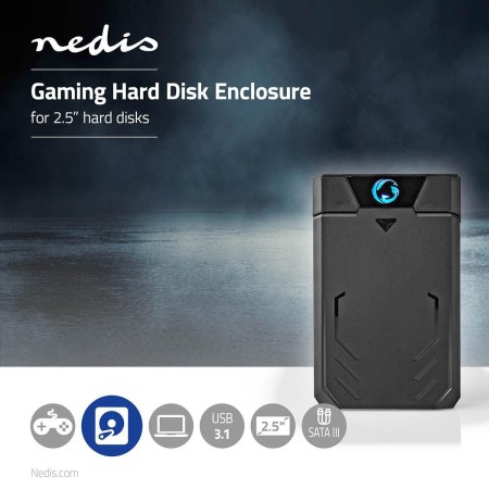 Nedis GHDDE25300BK storage drive enclosure HDD/SSD enclosure Black 2.5"