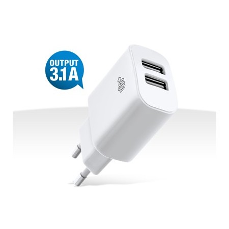 Caricatore da rete/Travel charger Doppio USB Totale 3.1A Bianco
